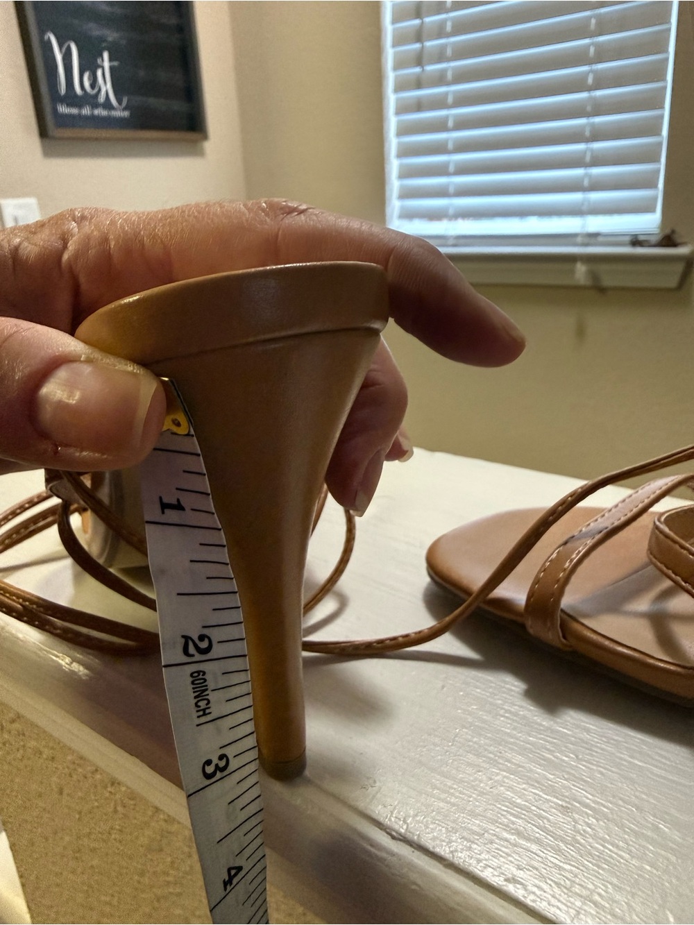 Delicious Tan Lace-Up Stiletto Sandal with Wrap Straps - Picture 6 of 8